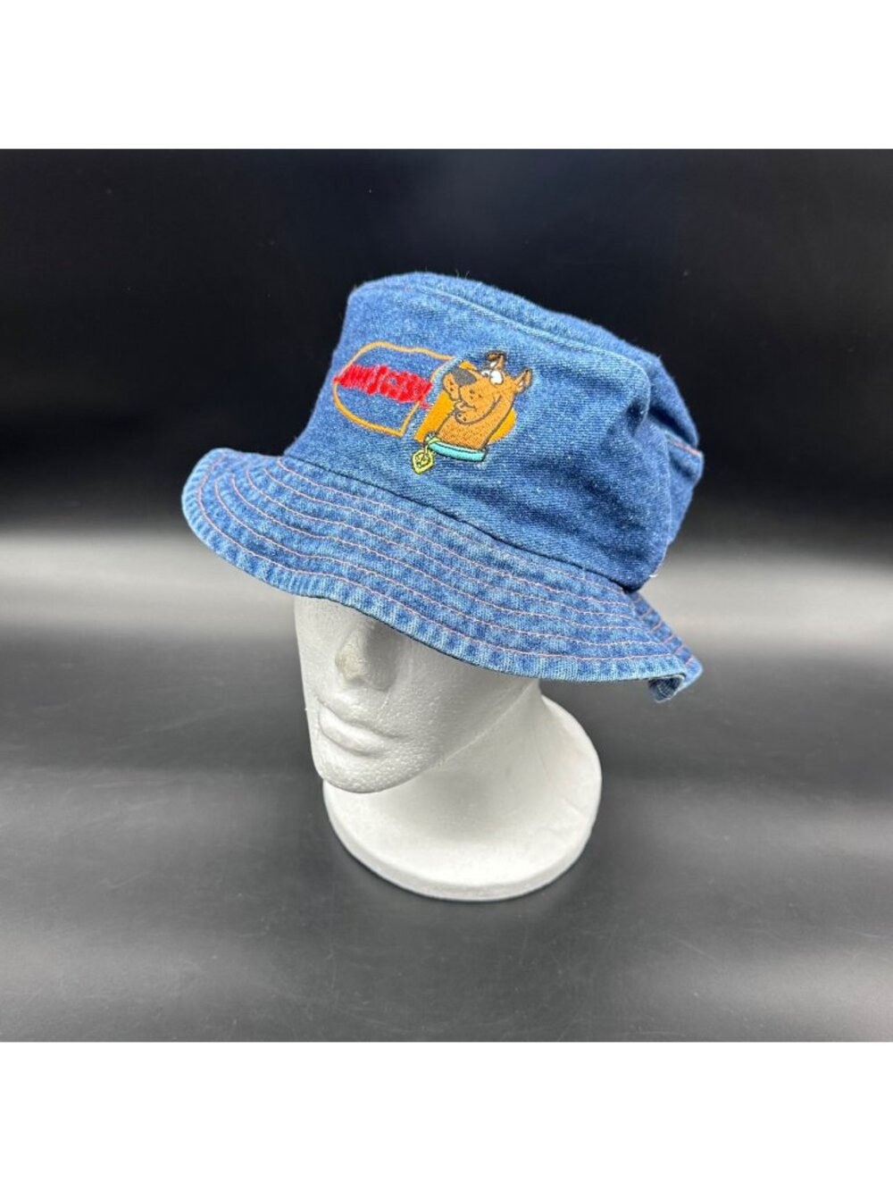 Vintage Scooby Doo Denim Bucket Hat Cartoon Network 1998 Embroidered Blue Y2K